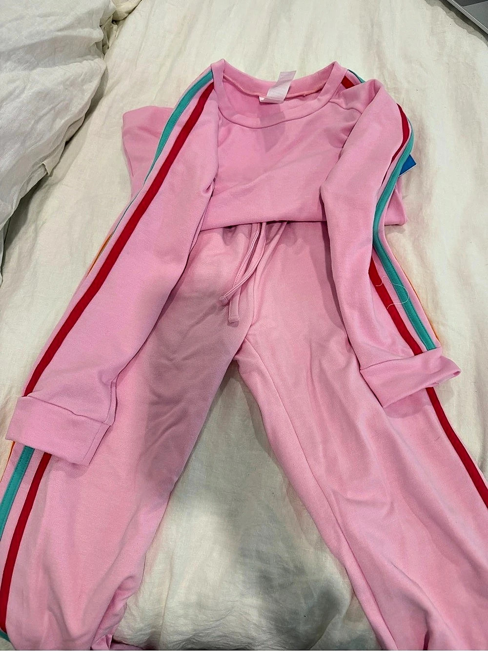 Set Girls Pink Color Block Track Size 7/8 NWT
